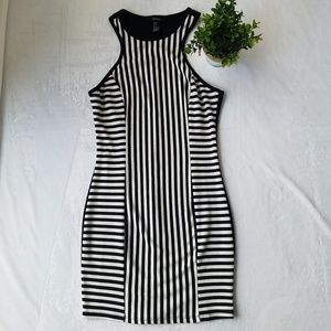 Forever 21 Black White Striped Dress Medium